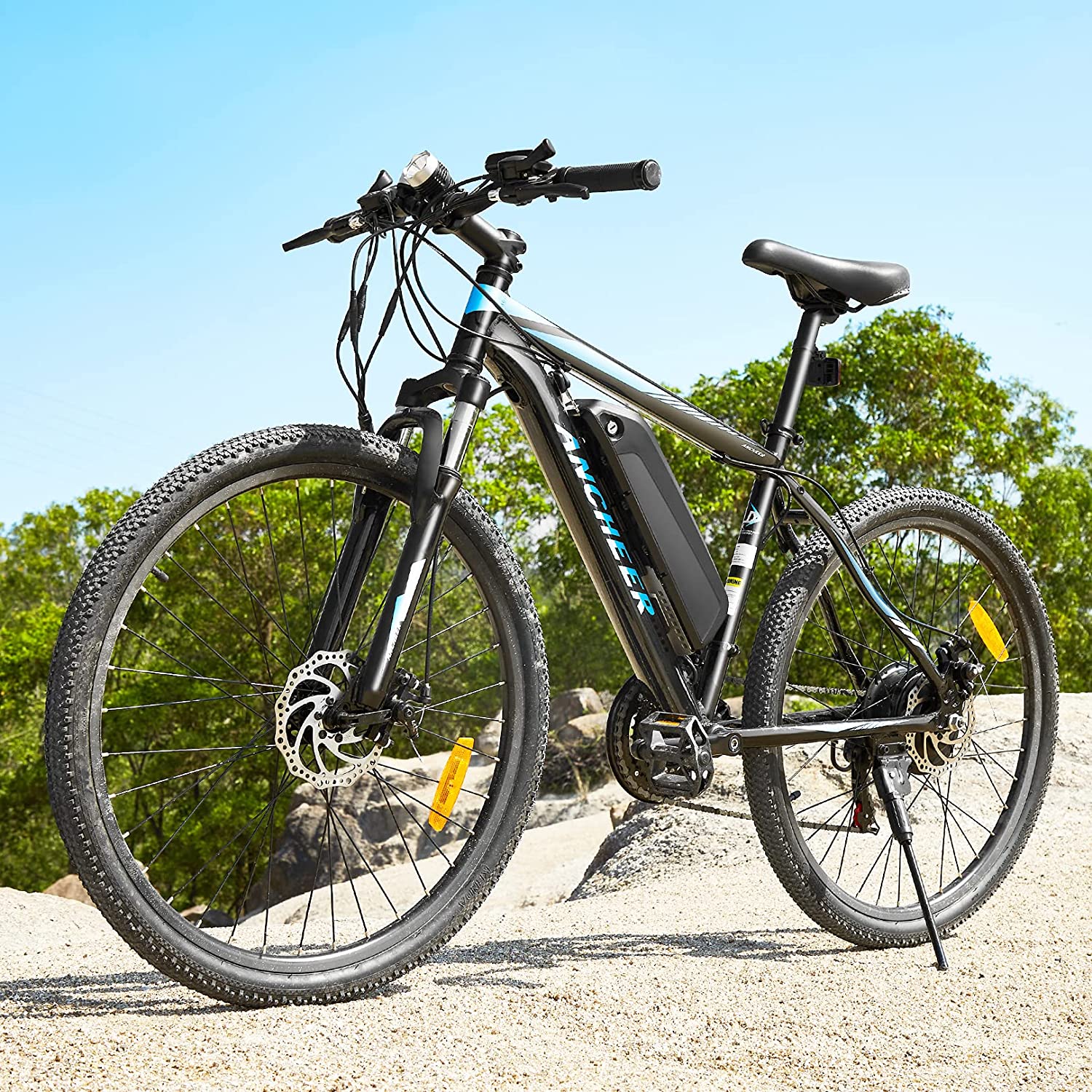 Miniatura ANCHEER Bicicleta Elétrica Motorizada 21 Velocidades e 3 Modos 350W Preta