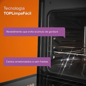 Fogão Continental 5 Bocas FC5GB Preto com Mesa de Vidro, Forno Eco Turbo e Tripla Chama – Bivolt