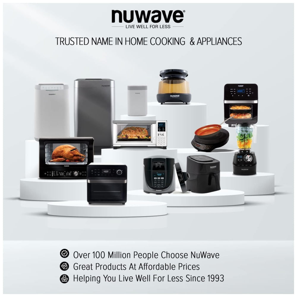 Miniatura Fritadeira Elétrica Air Fryer 4L com Grade Superior Aprimorada e Painel Digital, 1500W, Nuwave, Preta 110v
