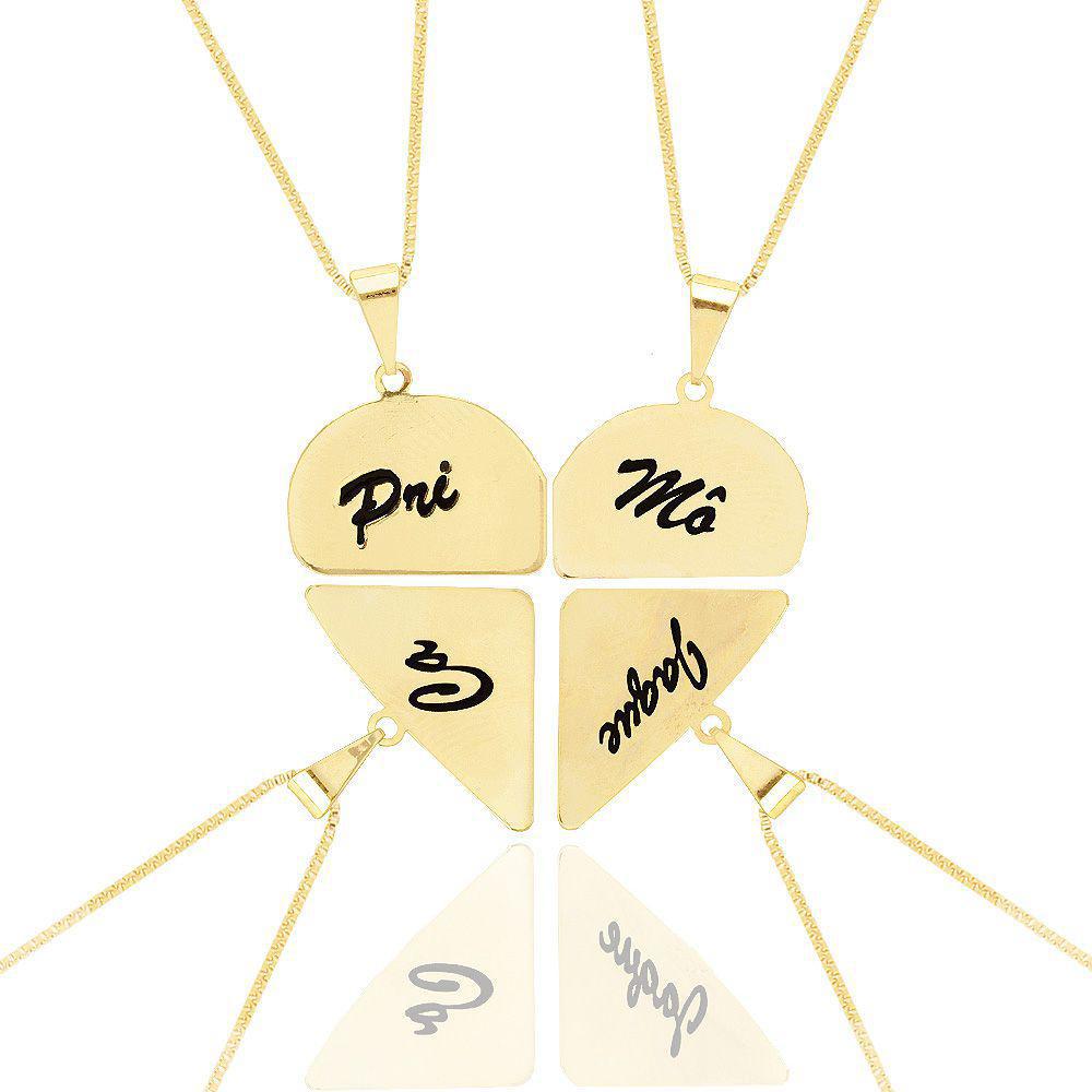 Miniatura Colar Best Friends Amizade Personalizado Folheado Ouro 18K