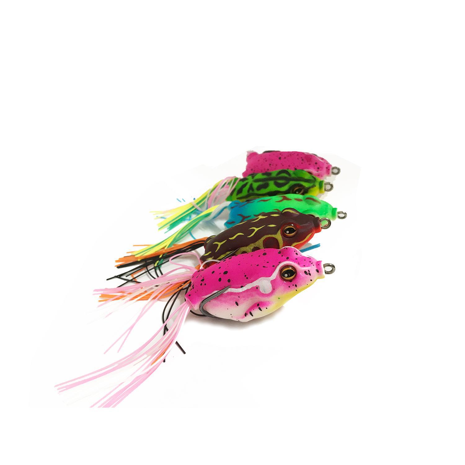 Miniatura Kit 5 Isca Artificial Sapo Frog Traíra Bass Estojo Tucunaré