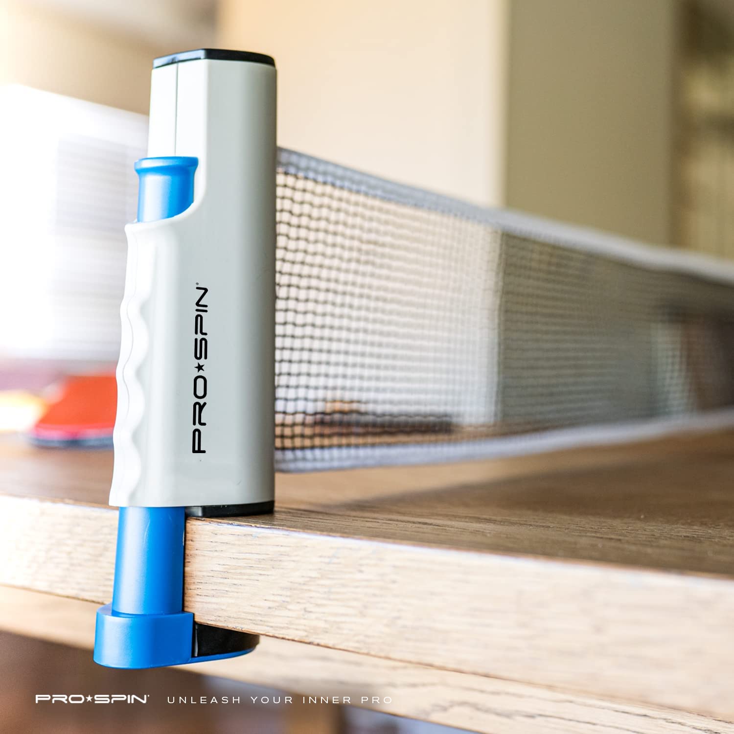 Miniatura PROSPIN Kit de Ping Pong com Mesa Portátil 2 Raquetes 3 Bolas e Estojo Compacto VermelhoPreto