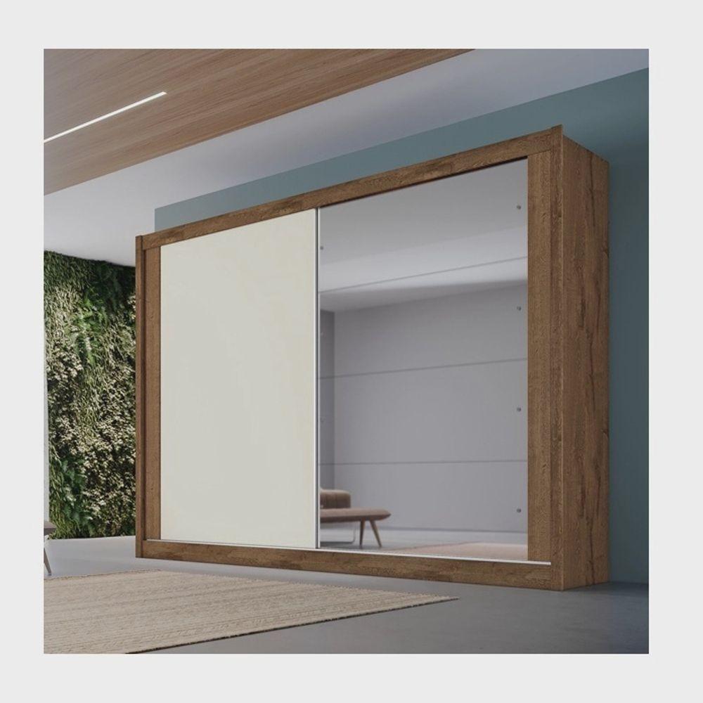 Miniatura Guarda Roupa De Casal Com Espelho Creta 2pts Brauna Off White - Móveis Europa