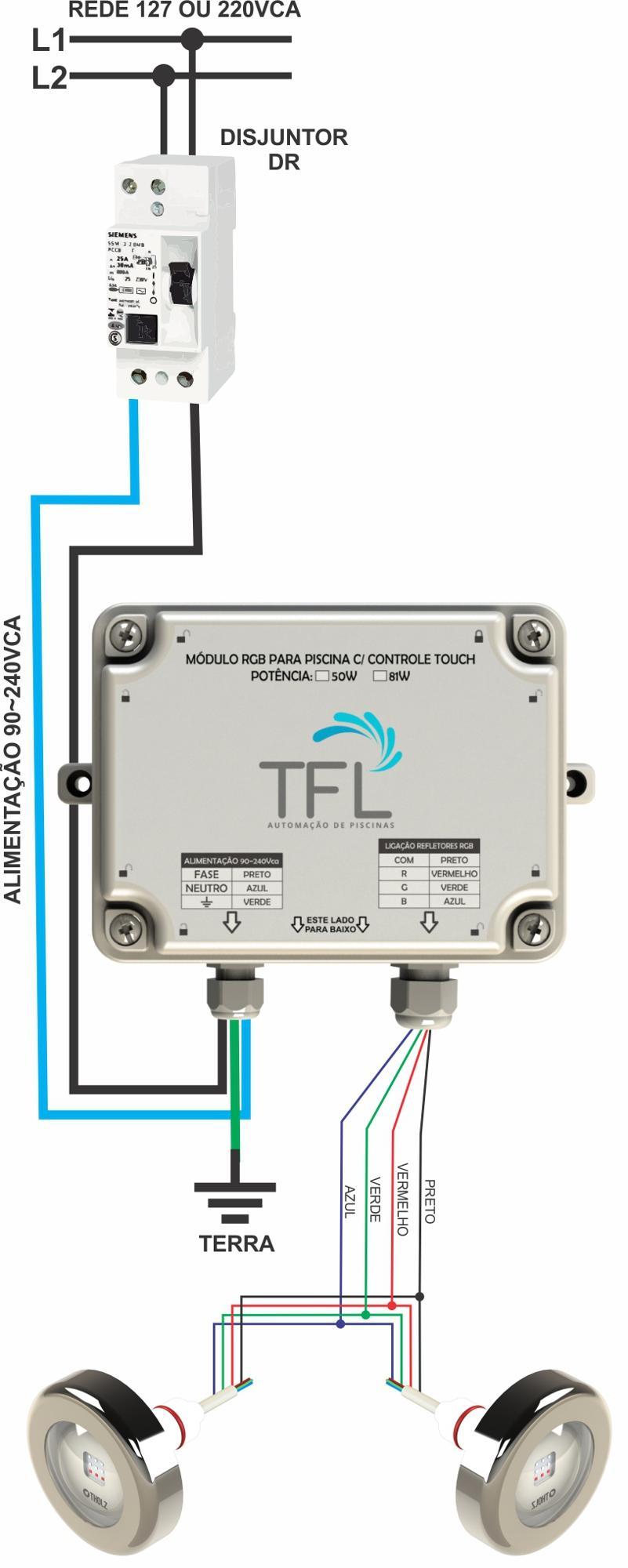 Miniatura Módulo Rgb Piscina - Controle Touchscreen Branco 50W Kit iluminação para piscina