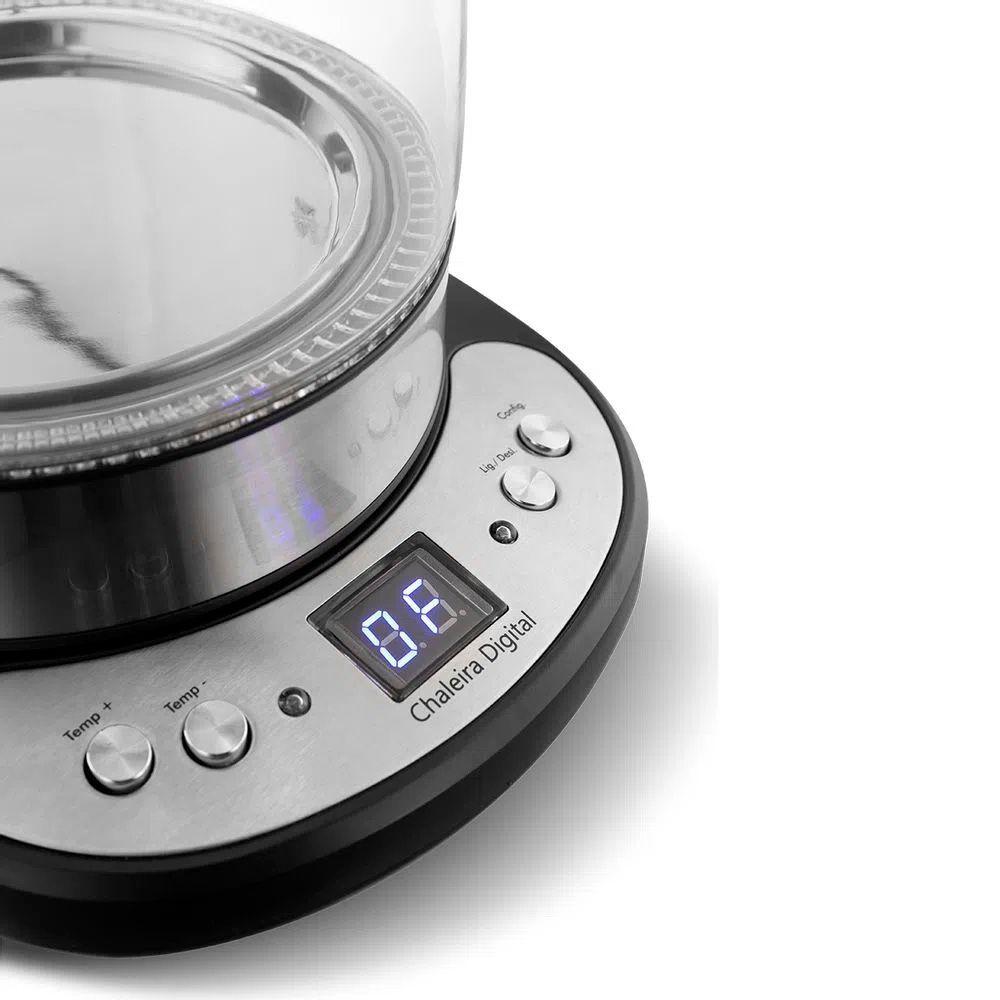Miniatura Chaleira Elétrica Philco Pchd Digital Glass 1,7 Litros Transparente 127v