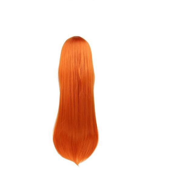 Miniatura Peruca Wig Super Longa 1 Metro Cosplay Fantasia Laranja