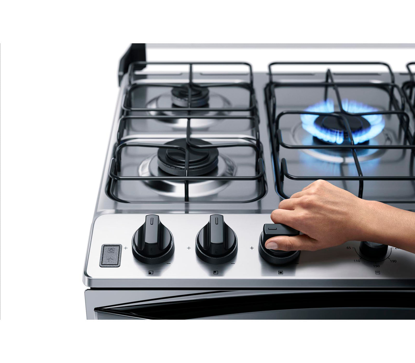 Fogão Brastemp 5 Bocas Duplo Forno Cor Inox Com Botões Removíveis E Exclusivo Aro Protetor - BFD5NCR 110V