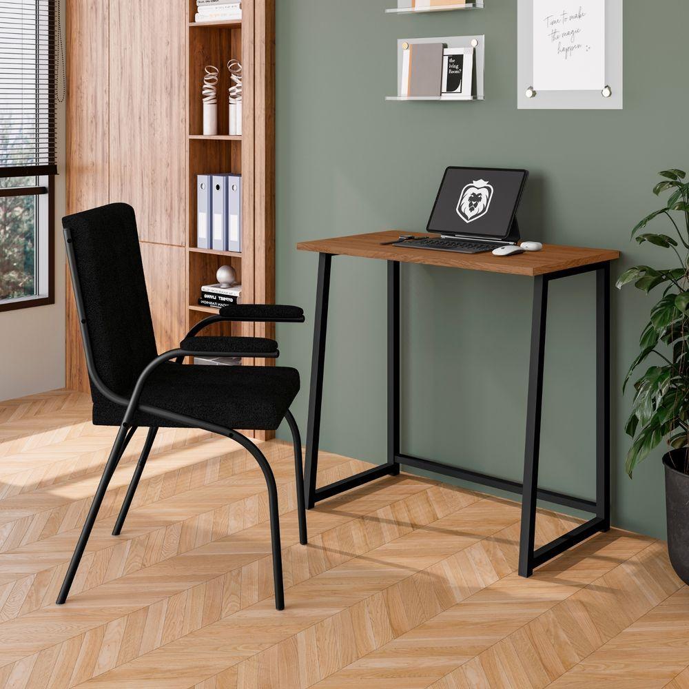 Mesa Escrivaninha Dobrável Para Notebook Aço Fit Canela