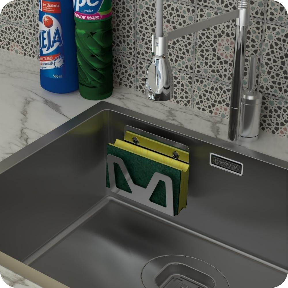 Porta Esponja De Pia Inox Com Ventosa Suporte Bucha Elg