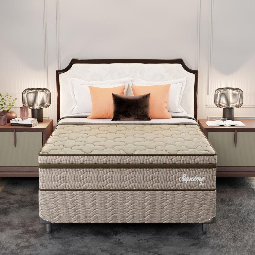 Miniatura Cama Viúvo Box Supreme 128x188x60 Molas Ensacadas Montreal Dourado