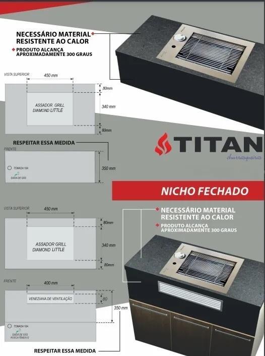 Grill De Embutir Diamond Little Titan Gás Natural +Veneziana