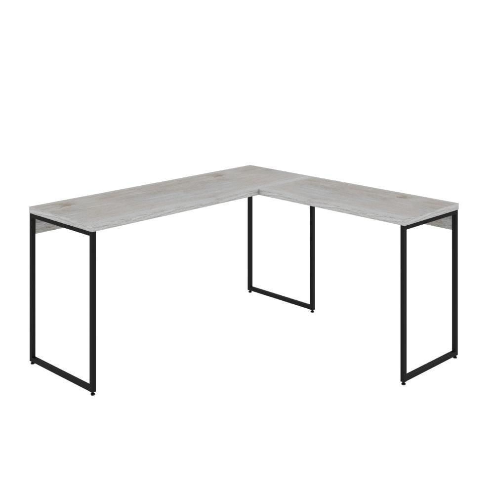 Miniatura Mesa Em L Dynamica Diretor 150x140x75cm Snow Estrutura preta