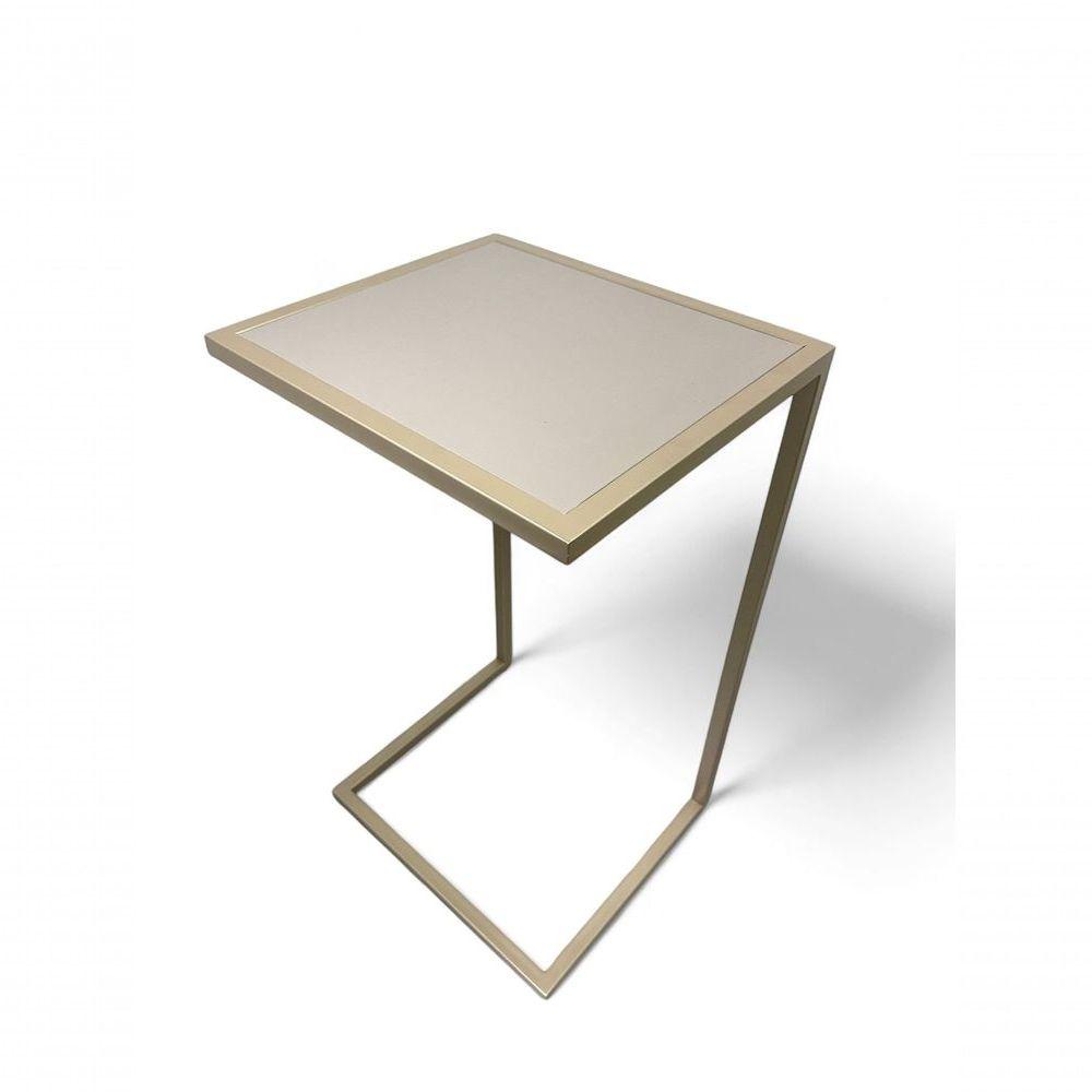 Miniatura Mesa Lateral Sofá Industrial - Metalon Champagne Cacao - 70cm