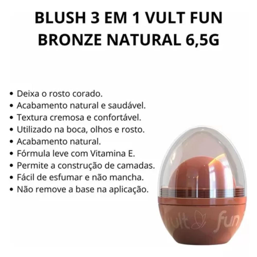 Miniatura Blush Vult Fun 3 em 1 Cor Bronze Natural 6,5g