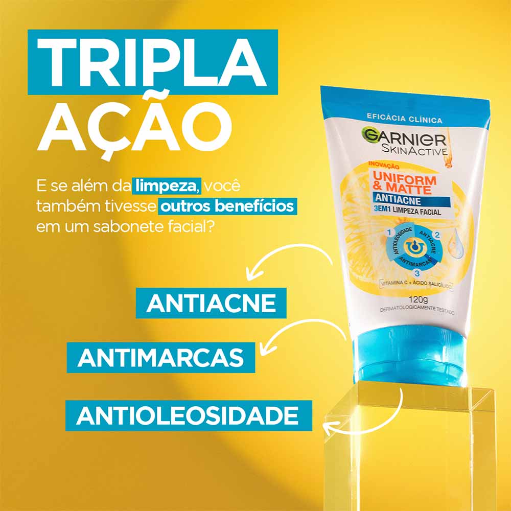 Miniatura Garnier Skin Antiacne Kit - Hidratante Facial + Sabonete Facial 3 em 1 Kit