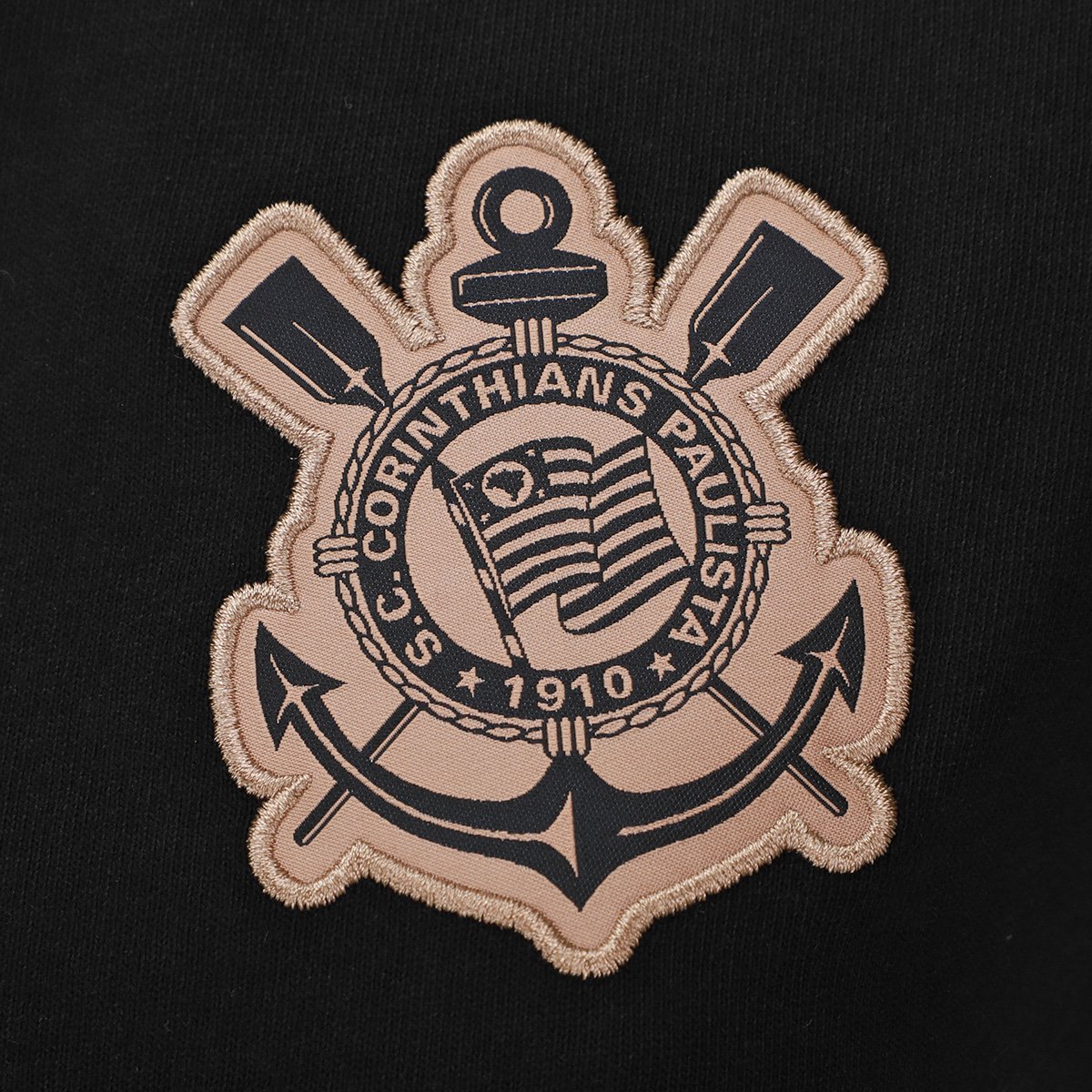 Miniatura Camisa Polo Corinthians com Punho Feminina Preto - G