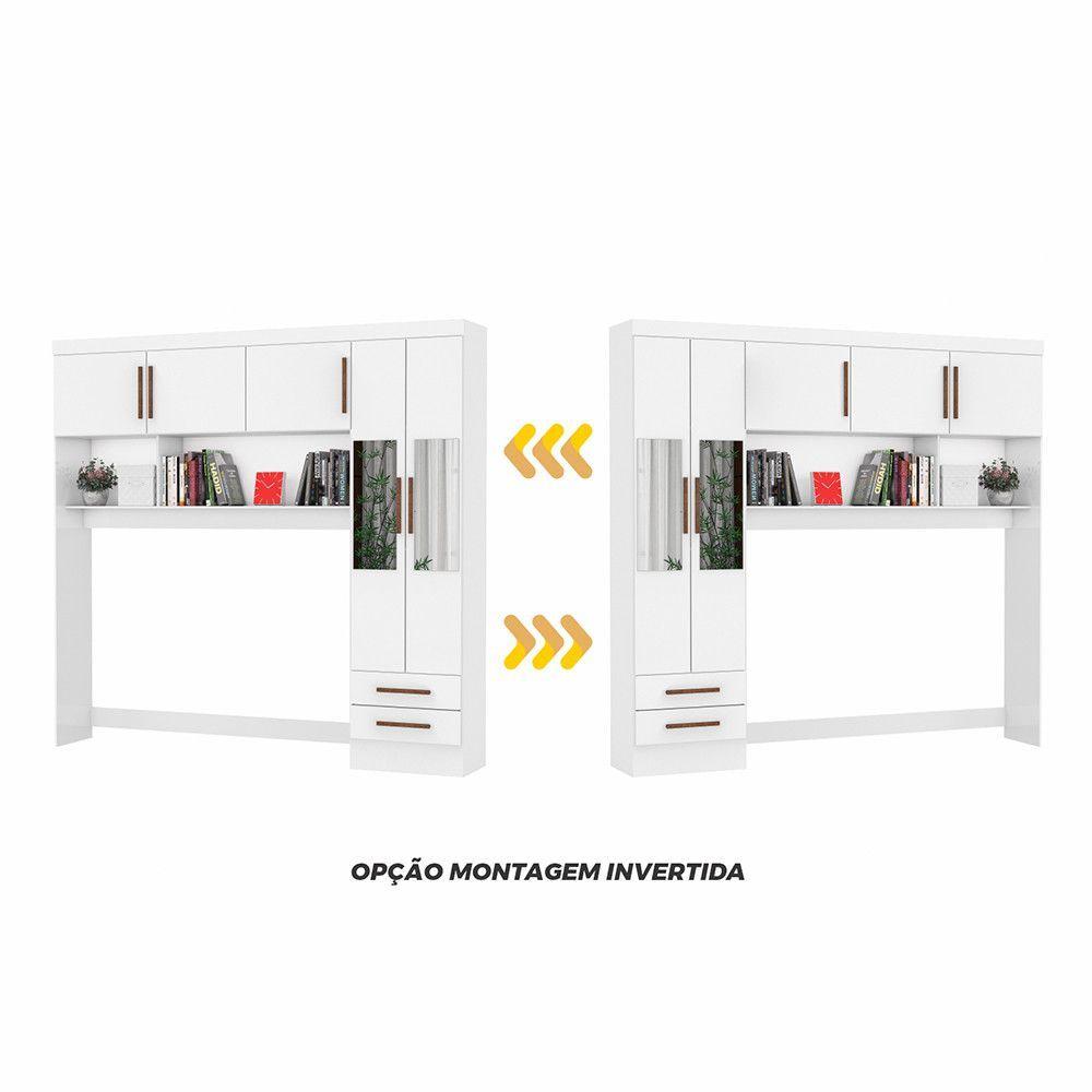 Miniatura Guarda Roupa Modulado Com Cama Paris 5 Portas Com Espelho E 2 Gavetas Branco