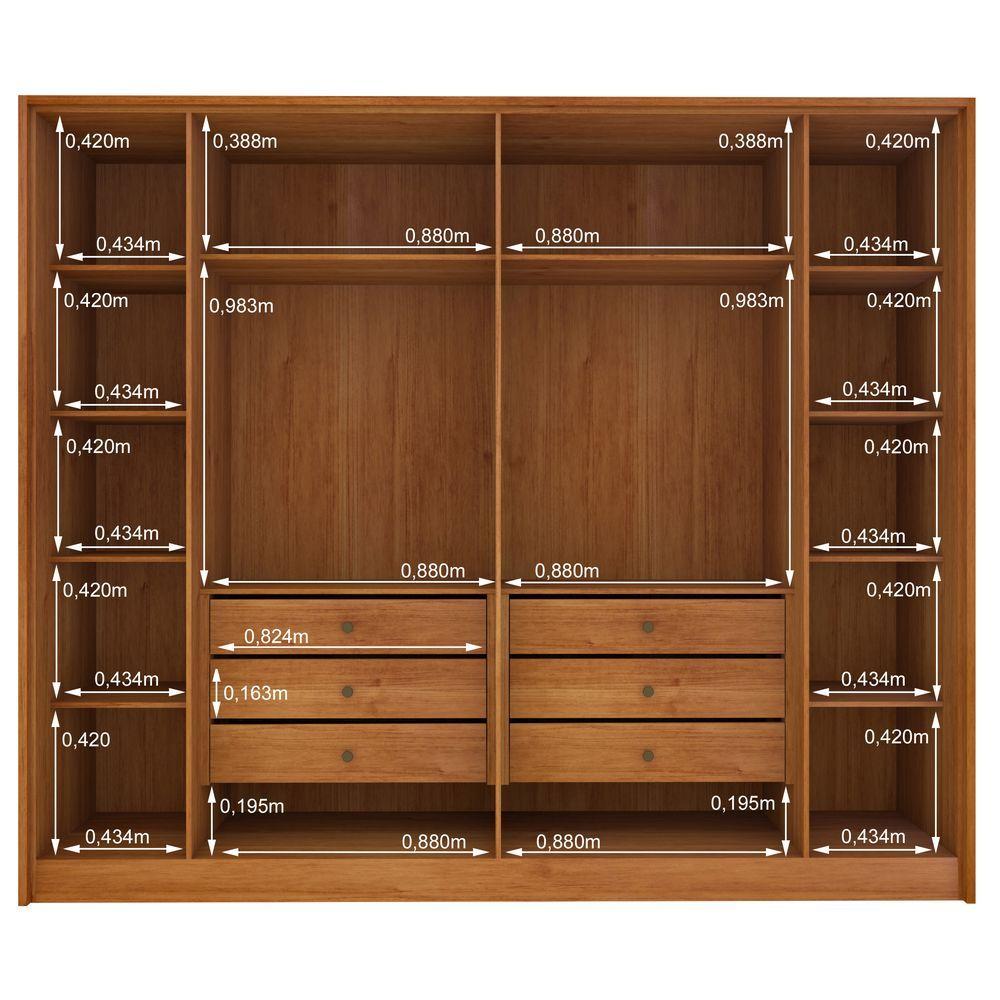 Roupeiro 6 Portas Barcelona Ripado Tcil Cinamomo Off White