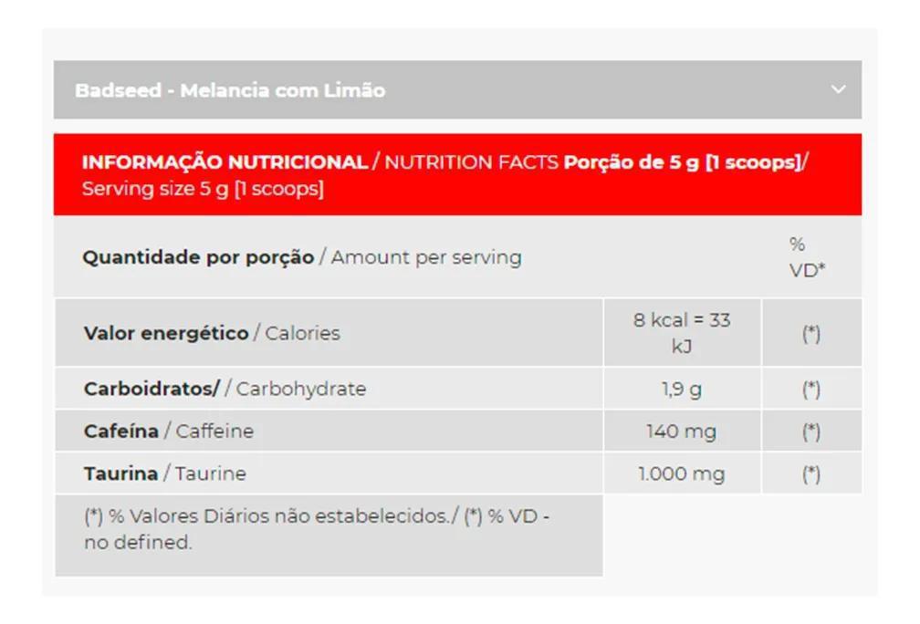 Miniatura Pre Treino Badseed 150G Sabor Maça Verde - Darkness Pré-treino - 150 g - Maçã verde