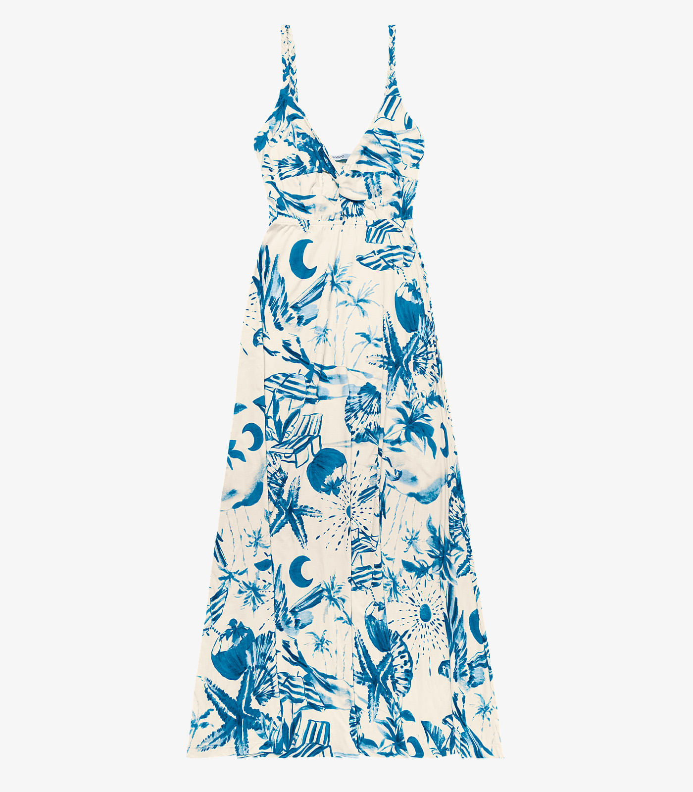 Miniatura Vestido Longo Feminino em Meia Malha Endless Azul G