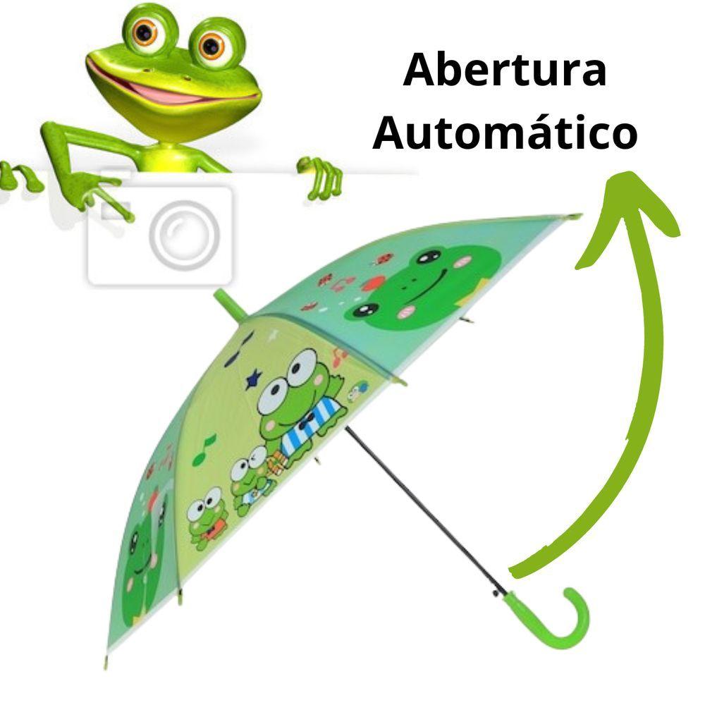 Guarda Chuva Infantil Automático Com Estampa De Pvc Menino Ou Menina Sapo