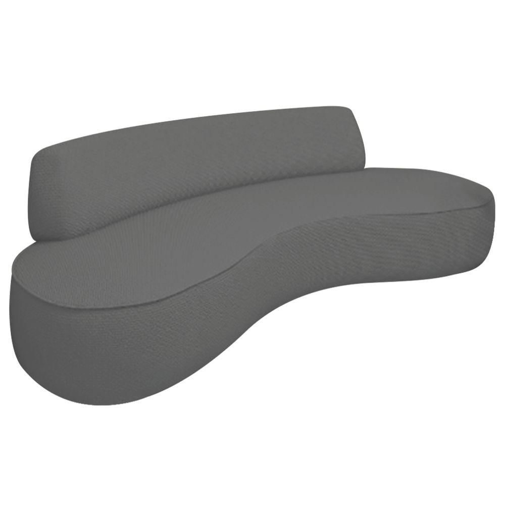 Miniatura Sofá Curvo 2 Lugares Orgânico Recepção Sala Amsterdã 120cm Linho Adj Decor Cinza