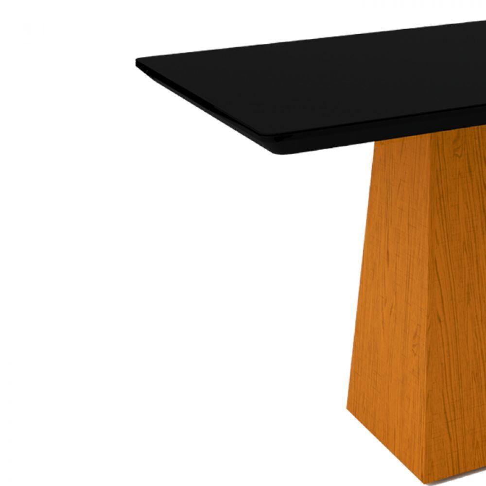 Miniatura Mesa De Jantar 6 Lugares Tampo De Madeira Com Vidro 1,60cm