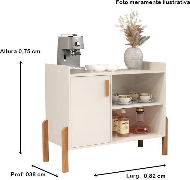 Miniatura Aparador Buffet Pés Em Madeira Gael Cantinho Do Café Cor Off