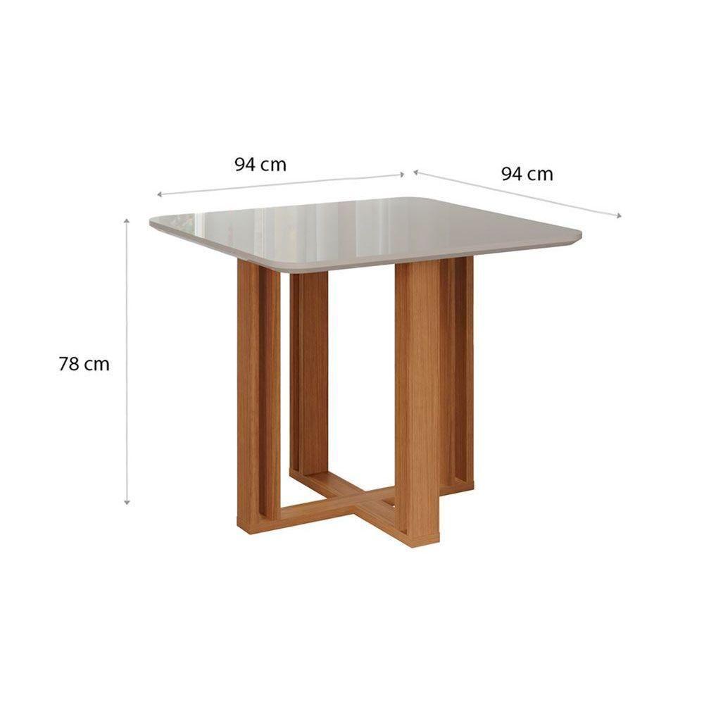 Miniatura Conjunto: Mesa Sala Jantar Flora C- Tampo Madeirado 95cm + 4 Cadeiras Fernanda Nature-ow-nude Cimol