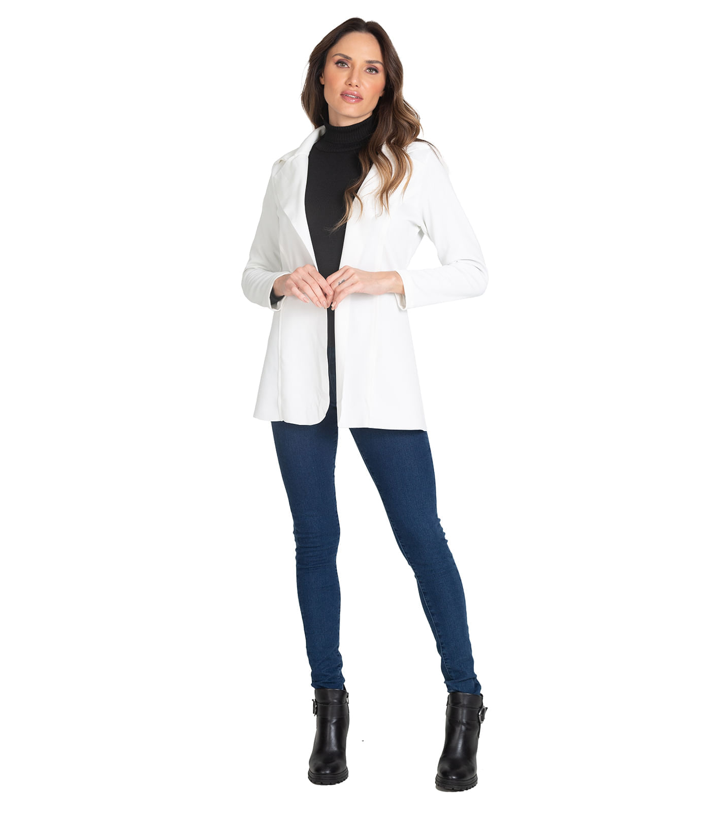 Miniatura Blazer Feminino Neoprene Select Bege G