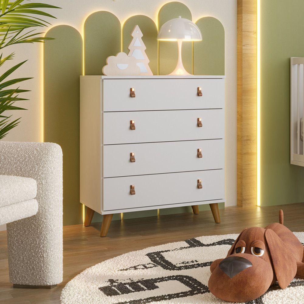 Miniatura Cômoda Encanto 4 Gavetas Branco Brilho Batrol Branco