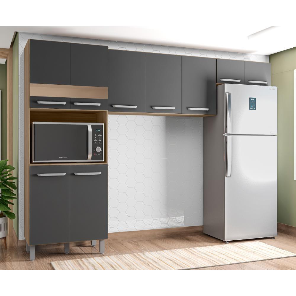 Miniatura Cozinha Compacta 9 Portas Venado Carvalho Grafite