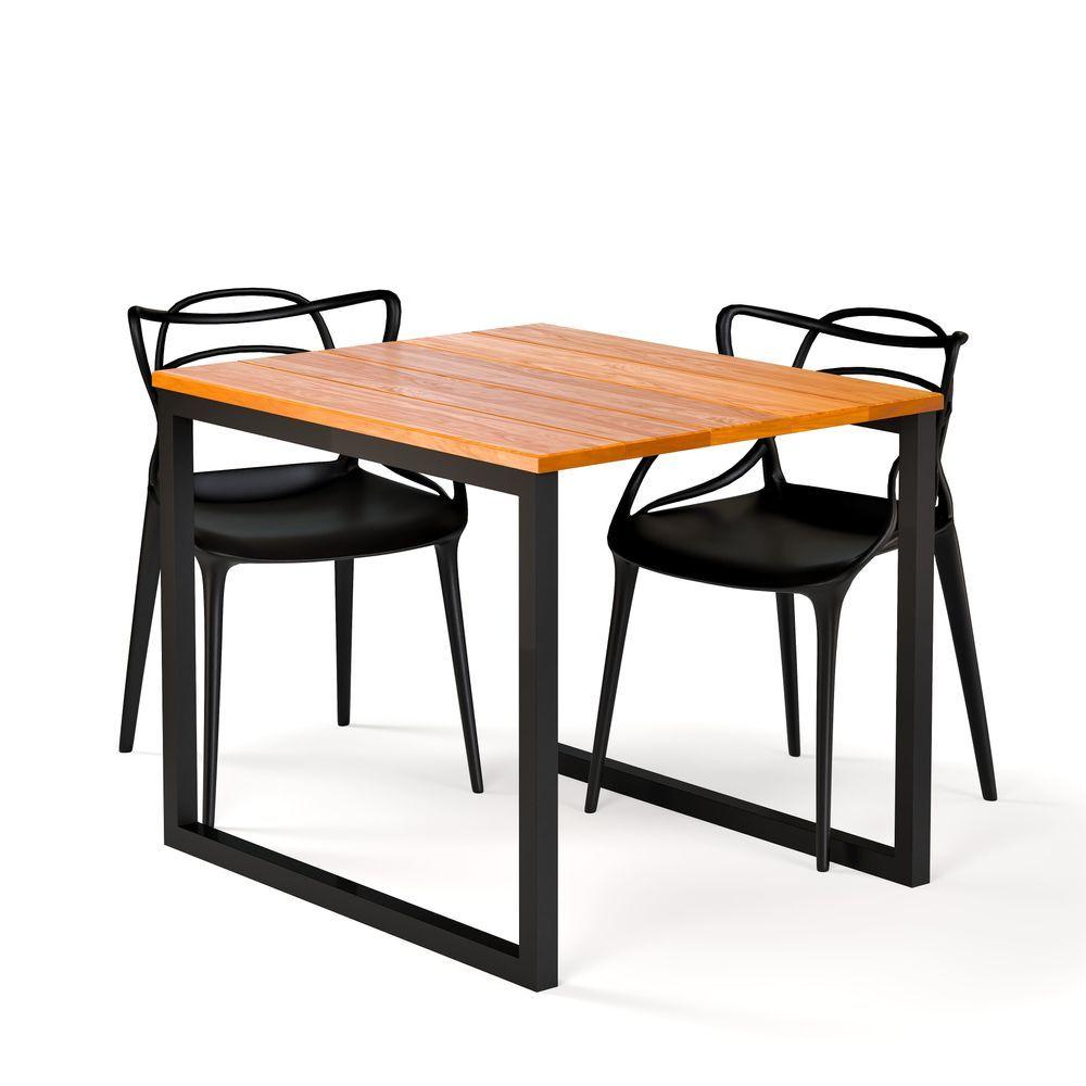 Miniatura Mesa De Jantar Estilo Industrial 80x85 Para Cozinha E Sala Austria Nature