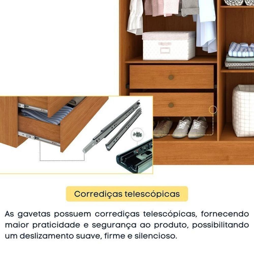 Quarto Casal Completo Guarda Roupa 6 portas Munique, Cama Casal Monaco e Cômoda Chicago Espresso Móveis Cinamomo/Off White