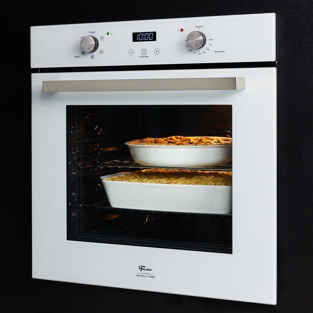 Miniatura Forno Elétrico De Embutir Infinity 82 Litros Touch Fischer Branco 220V