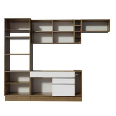 Cozinha Completa Madesa Safira com Armário e Balcão Branco/Crema Cor:Branco/Crema