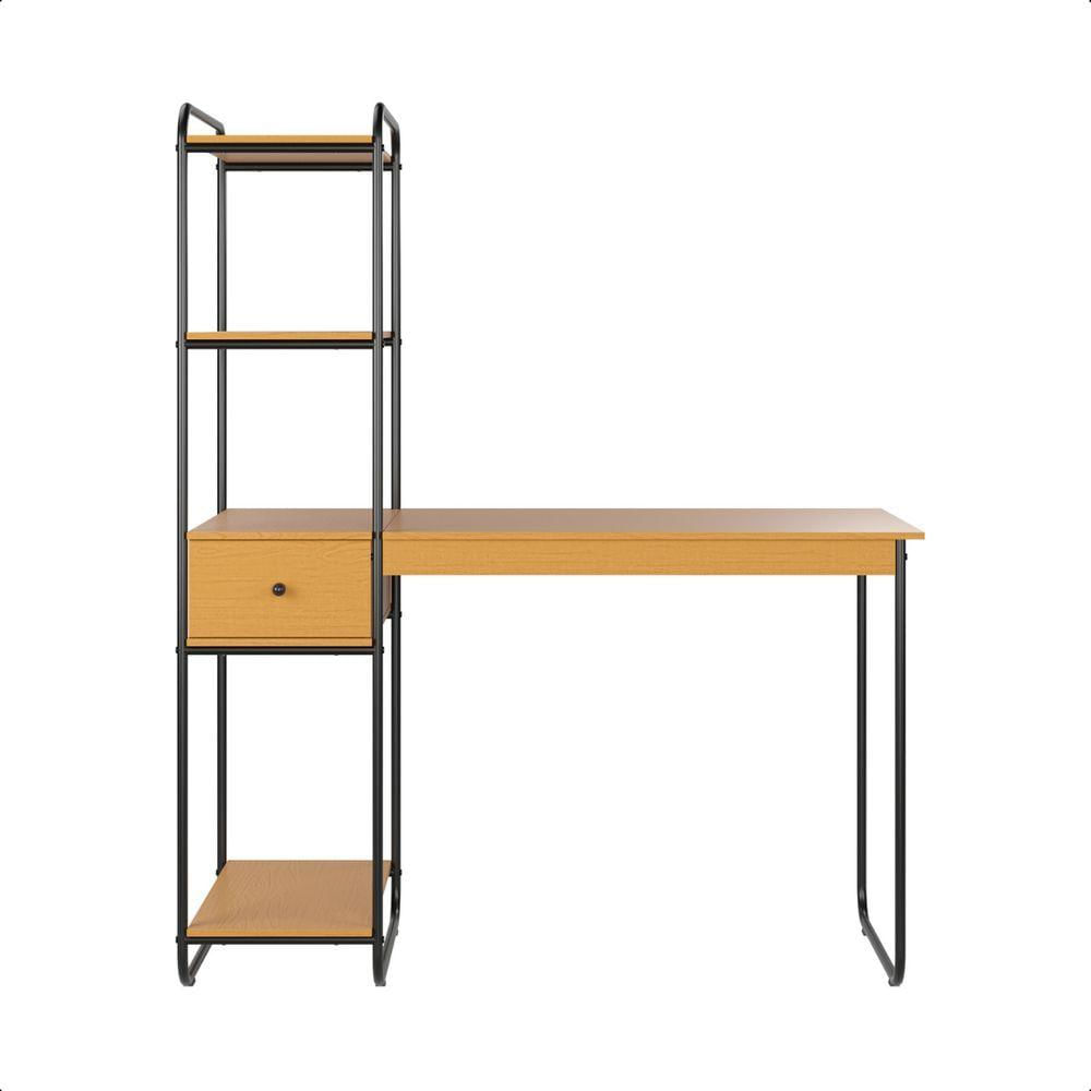 Miniatura Mesa Escrivaninha Industrial Escritório Com Prateleira Lateral Criare