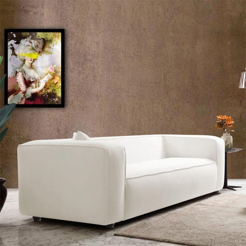 Sofá 3 Lugares 200cm Orgânico Luxo Recepção Cecília Bouclé - Amarena Moveis Cor Branco