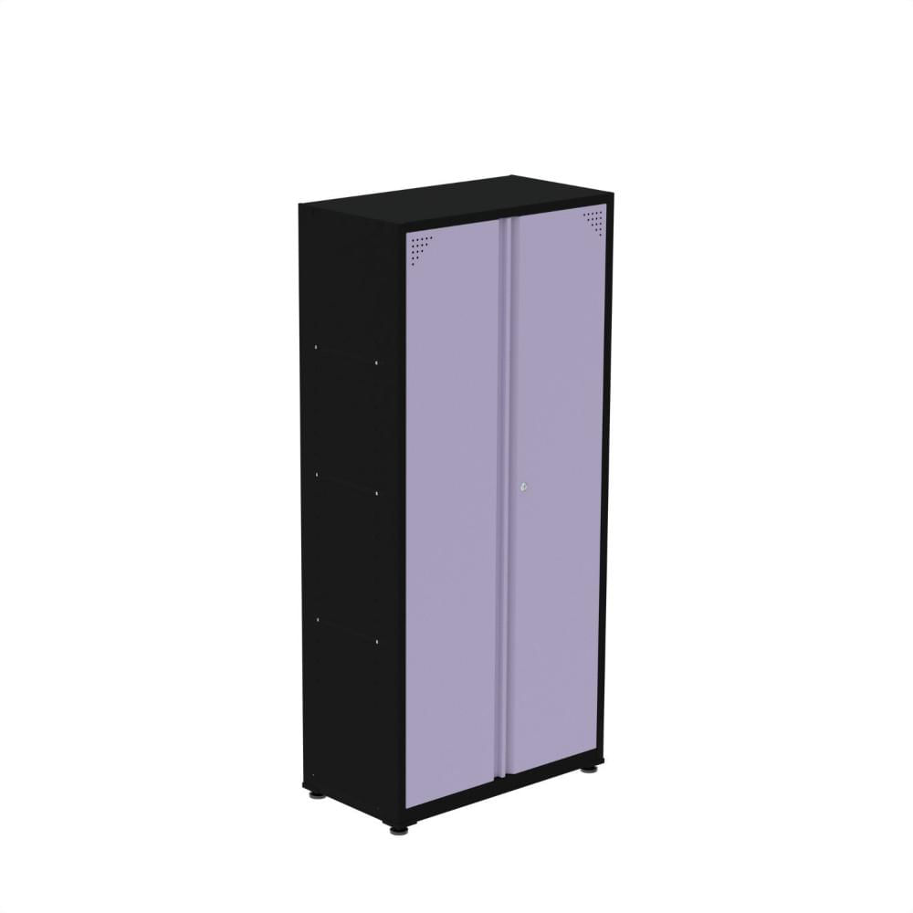 Miniatura Armário de Aço 2 Portas 3 Prateleiras Ap408sl Preto/Lilás