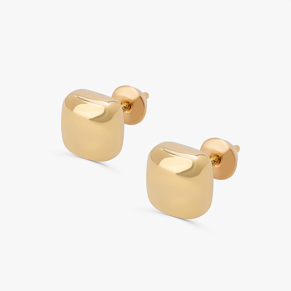 Miniatura Brinco Stud Liso em Ouro Amarelo 18k