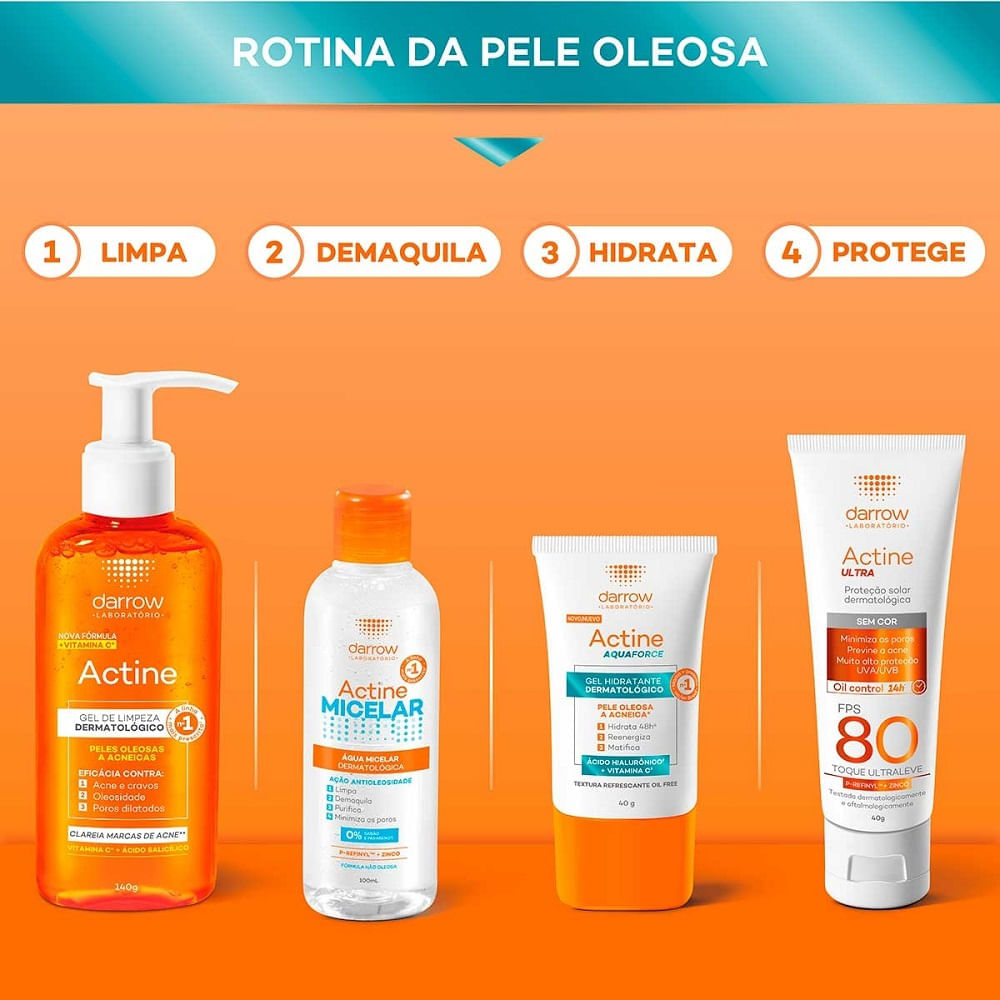 Gel Hidratante Facial Actine Aquafluide Pele Oleosa e Acnéica 40g