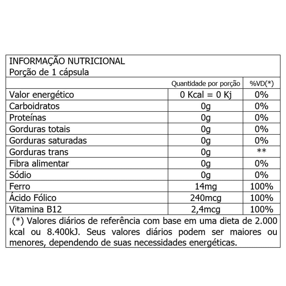 Miniatura Kit 3 Ferro, Ácido Fólico E Vit B12 - 60 Cápsulas -Bioklein