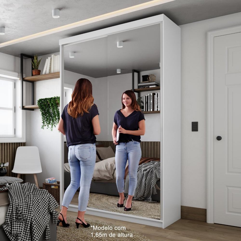 Miniatura Guarda-roupa Solteiro 100% Mdf Bp com 2 Portas de Espelho Geneve Branco