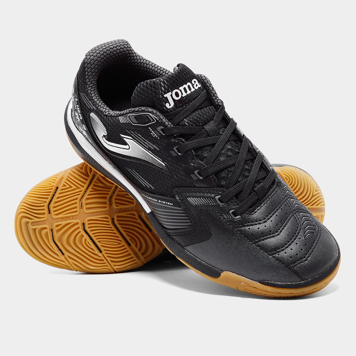 Miniatura Chuteira Futsal Joma Liga 5 Preto - 40