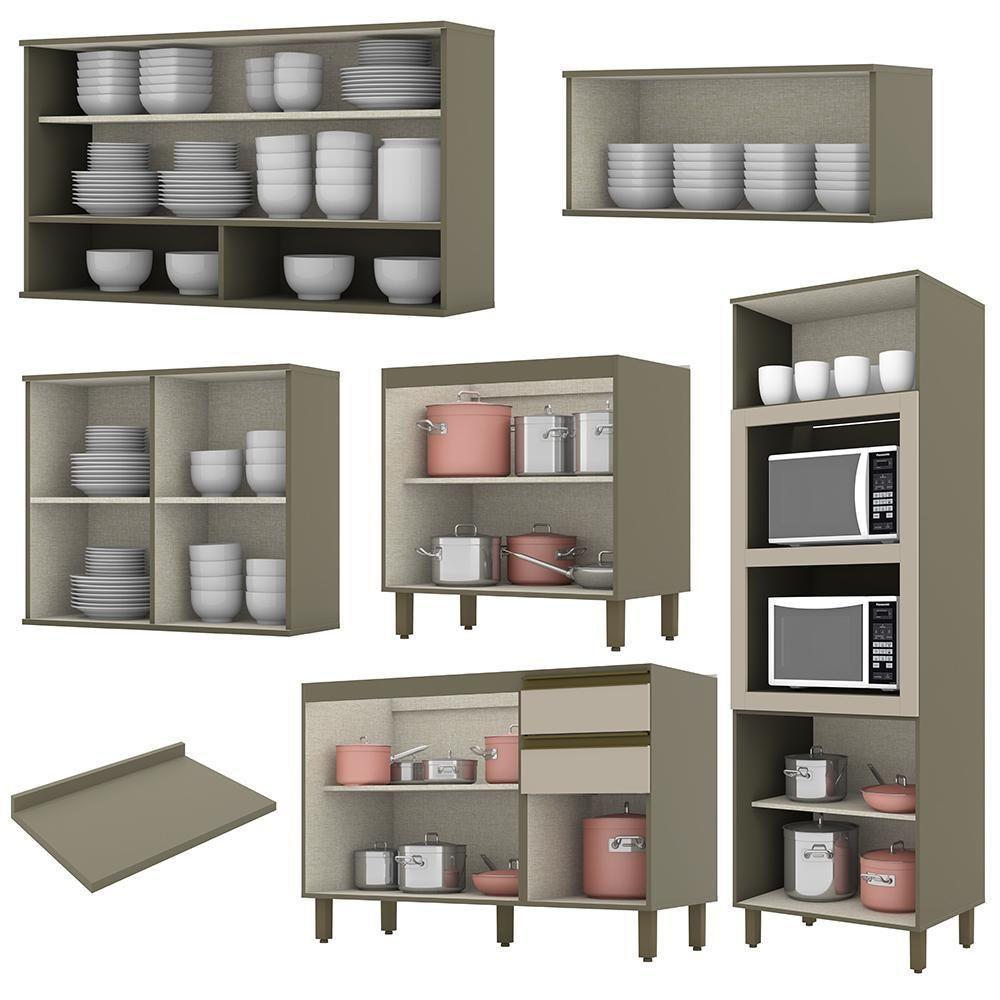 Miniatura Cozinha Completa 6 Peças Connect Duna-cristal Com Aéreo Vidro - Móveis Henn Duna-cristal