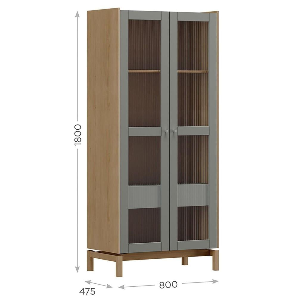 Miniatura Cristaleira 1,80 2 Portas 1 Gaveta Barcelona Oak/Ferrolack