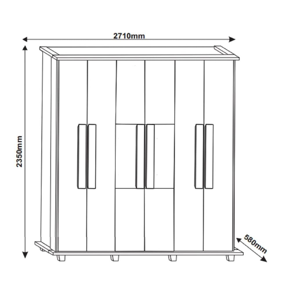 Miniatura Guarda Roupa Casal 6 Portas e 4 Gavetas Canada RV Móveis Branco
