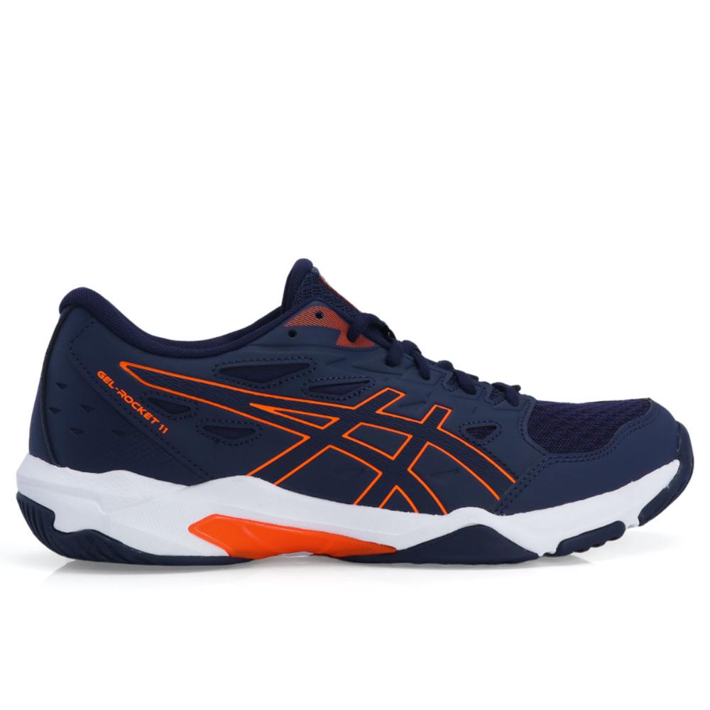 Miniatura Tênis Asics Gel Rocket 11 Marinho Laranja e Branco 38
