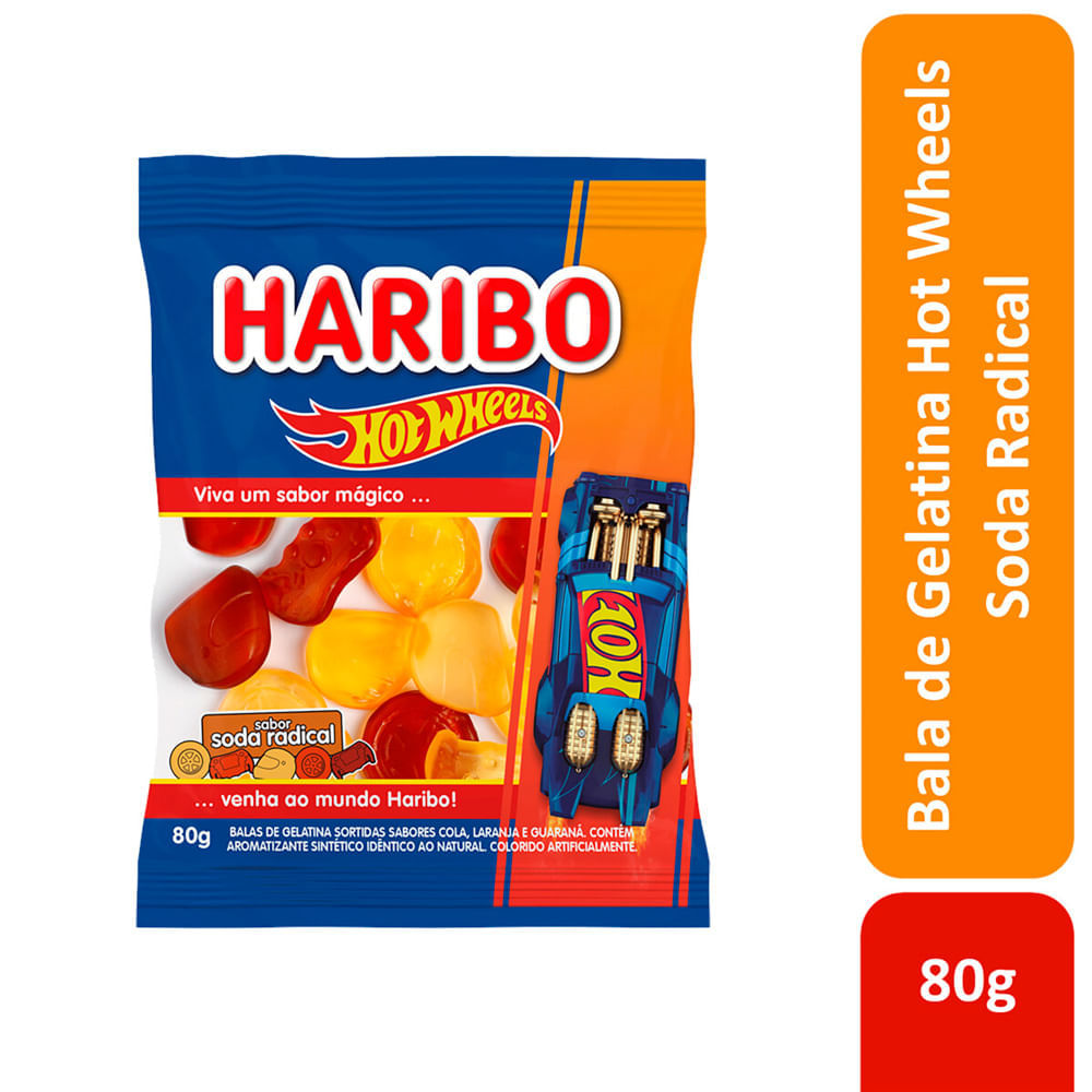Miniatura Balas de Gelatina Haribo Hot Wheels Soda Radical 80g