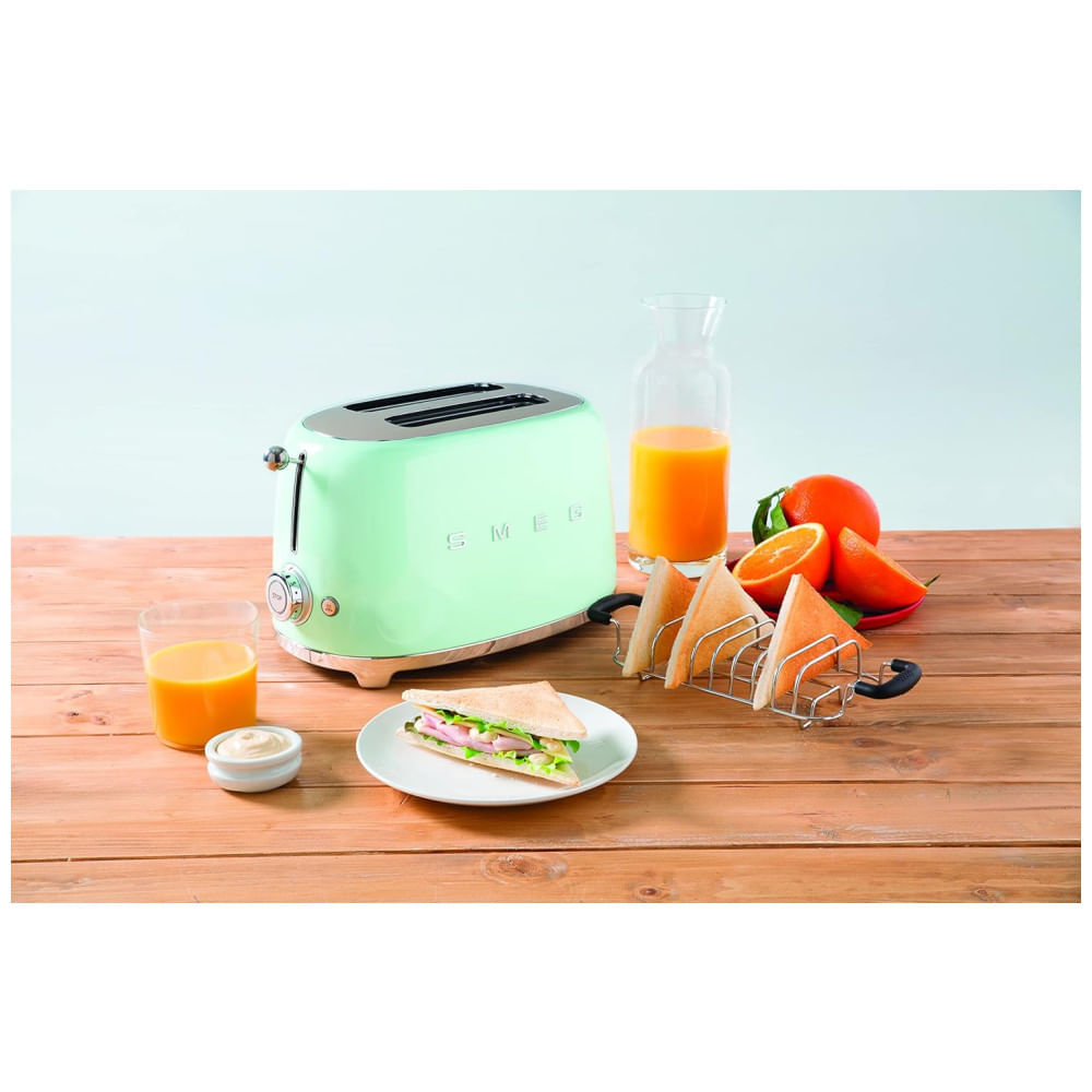 Conjunto Smeg Retro: Cafeteira de Filtro e Torradeira de 2 Fatias Verde Pastel